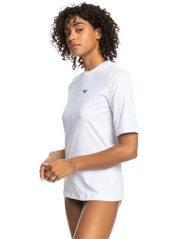 Roxy Rashguards New Enjoy Waves Short Sleeve UPF 50 Surf TShirt Bright White 8211 Women
