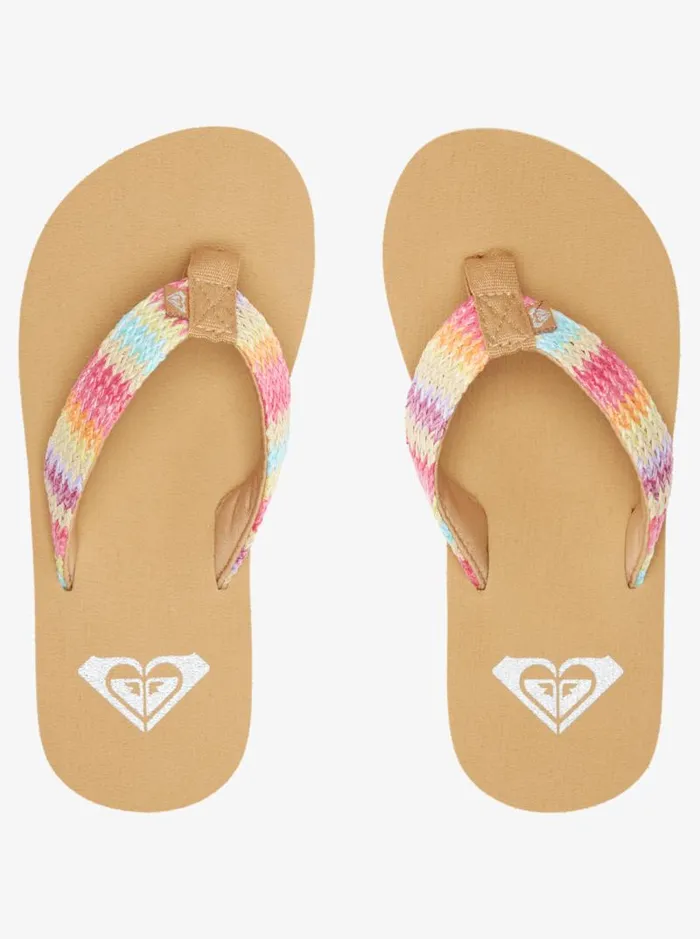 Roxy Shoes and Sandals Girl039s 416 Porto Raffia FlipFlops Pinkraspberry 8211 Kids