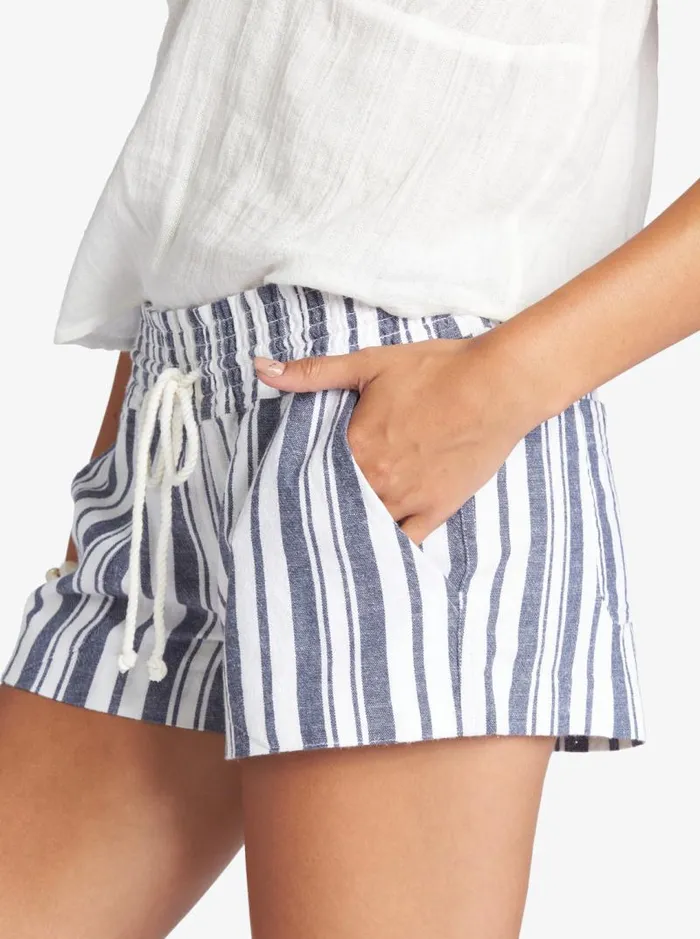 Roxy Shorts Oceanside Elasticized Shorts Mood Indigo Paradise Stripe 8211 Women