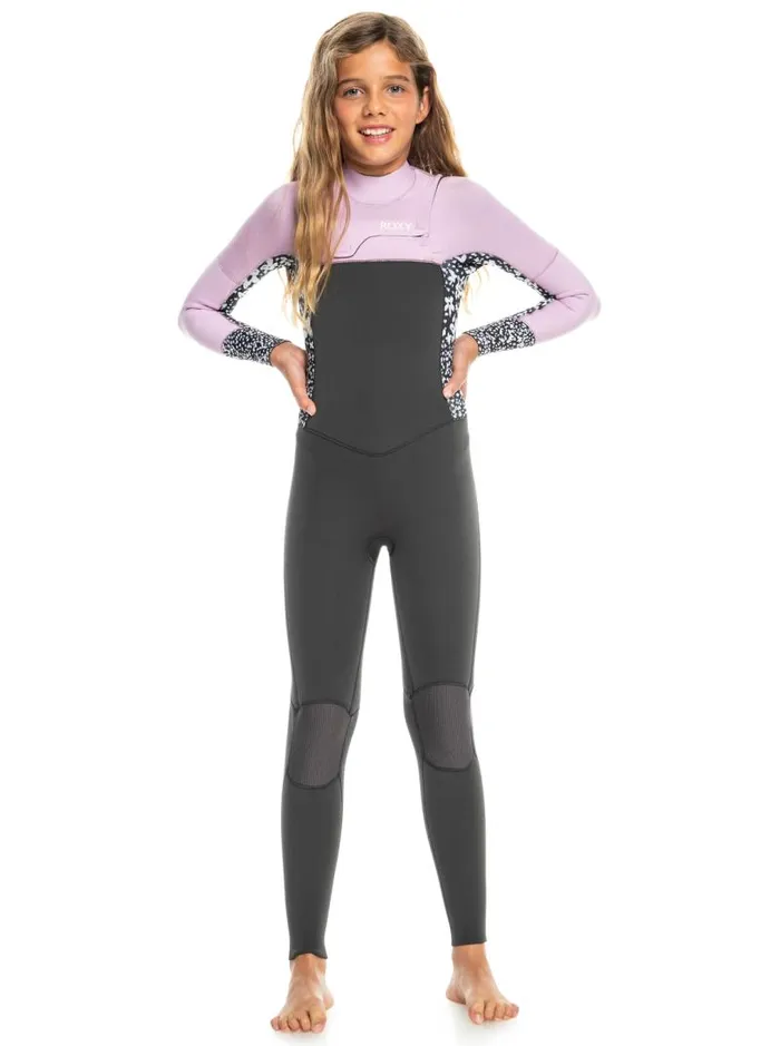 Roxy Surf Girl039s 816 32mm Swell Series Back Zip Wetsuit Jetorchid Bouquet 8211 Kids