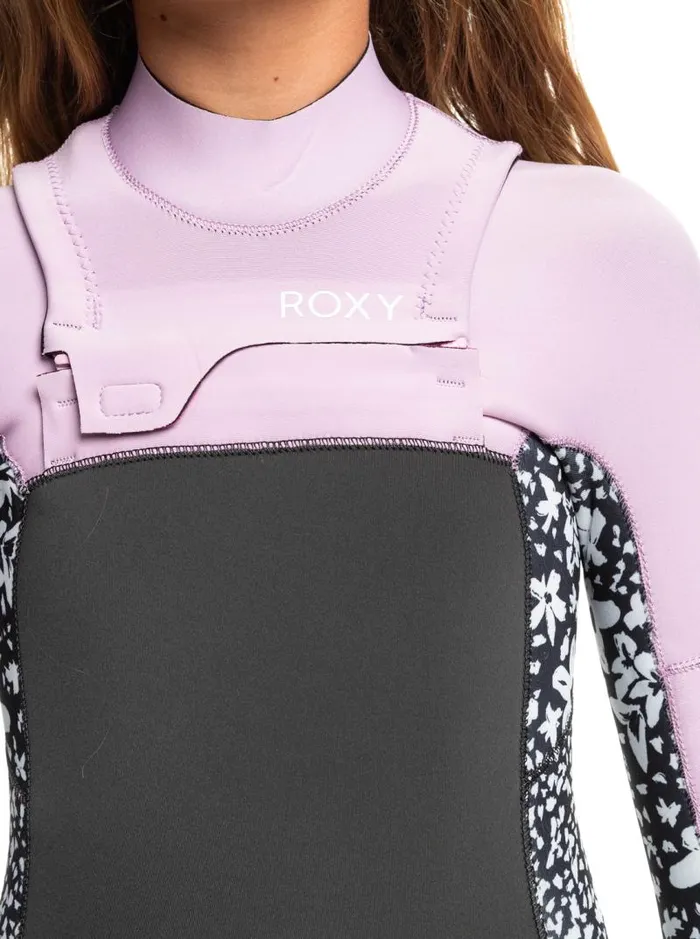 Roxy Surf Girl039s 816 32mm Swell Series Back Zip Wetsuit Jetorchid Bouquet 8211 Kids Roxy Surf Girl039s 816 32mm Swell Series Back Zip Wetsuit Jetorchid Bouquet 8211 Kids