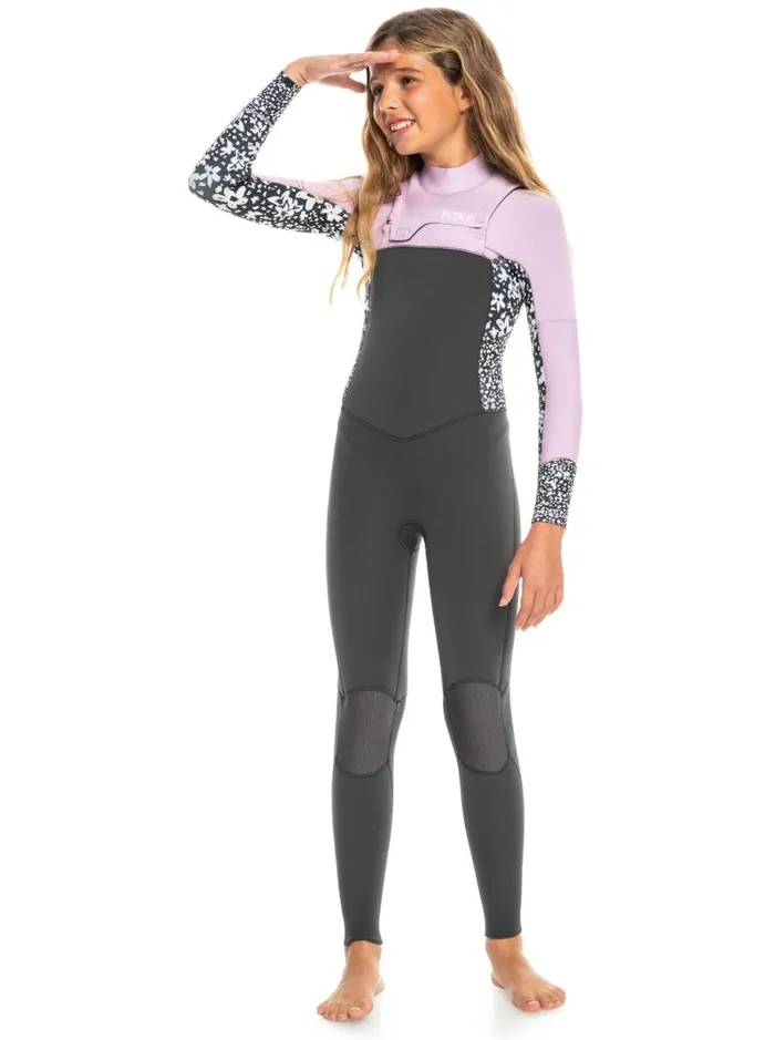 Roxy Surf Girl039s 816 32mm Swell Series Back Zip Wetsuit Jetorchid Bouquet 8211 Kids Roxy Surf Girl039s 816 32mm Swell Series Back Zip Wetsuit Jetorchid Bouquet 8211 Kids