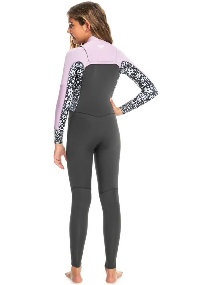 Roxy Surf Girl039s 816 32mm Swell Series Back Zip Wetsuit Jetorchid Bouquet 8211 Kids Roxy Surf Girl039s 816 32mm Swell Series Back Zip Wetsuit Jetorchid Bouquet 8211 Kids