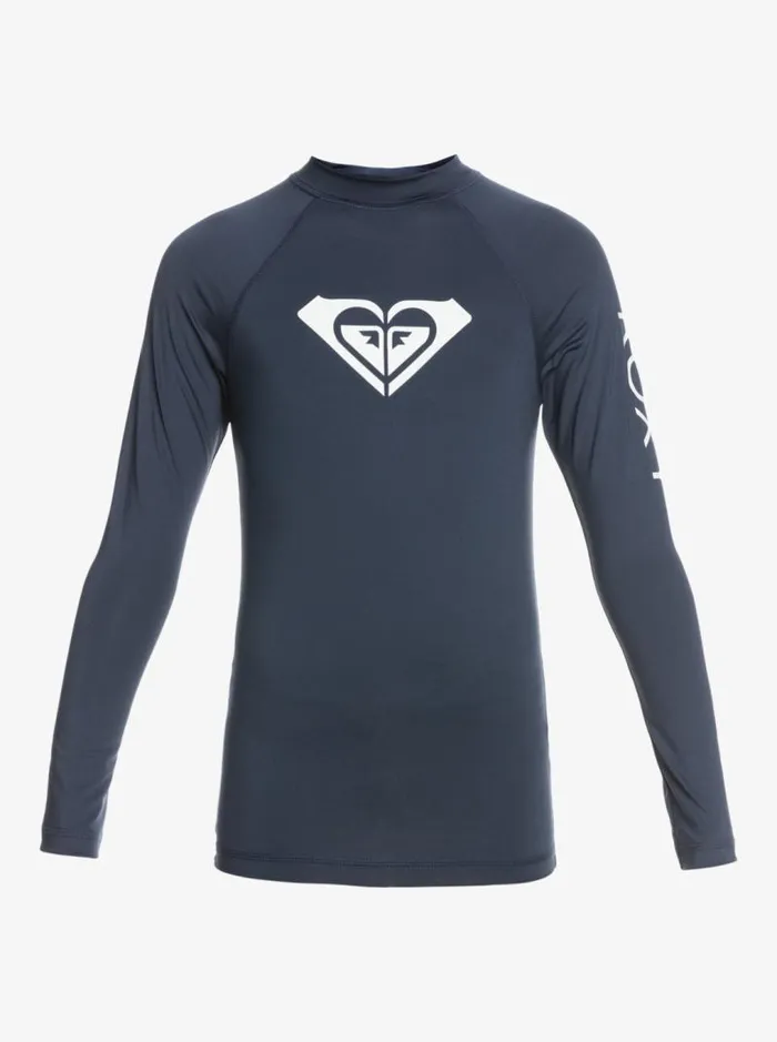 Roxy Swim Girl039s 716 Whole Hearted Long Sleeve UPF 50 Rashguard Mood Indigo 8211 Kids