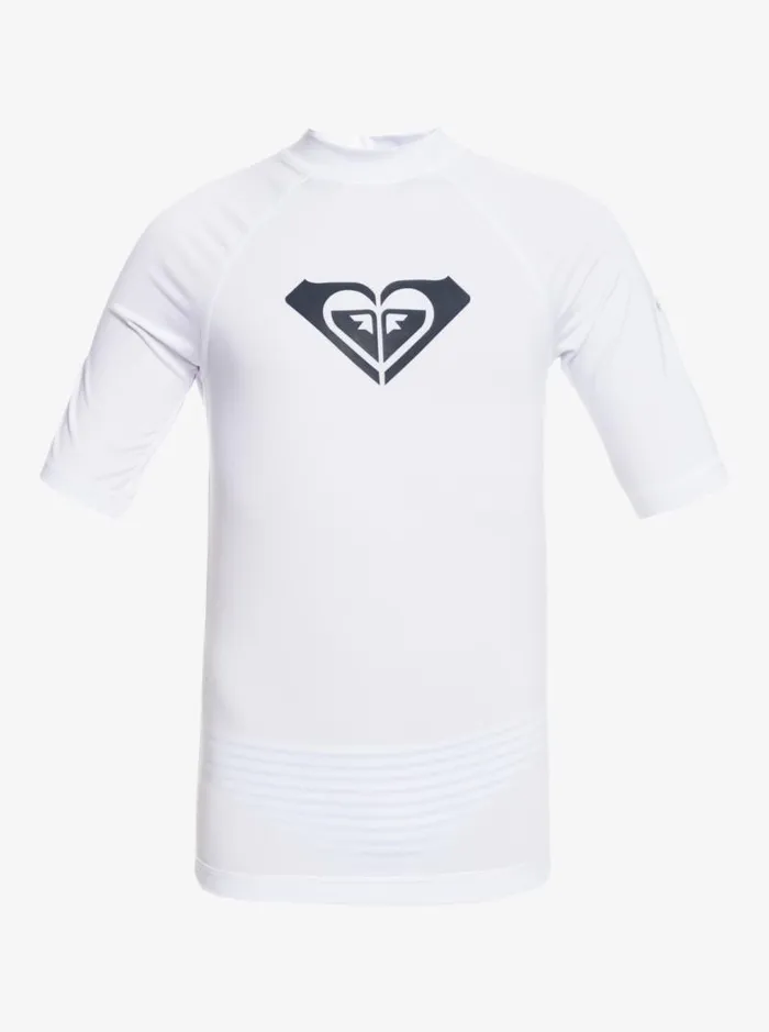 Roxy Swim Girl039s 716 Wholehearted UPF 50 Short Sleeve Rashguard Bright White 8211 Kids