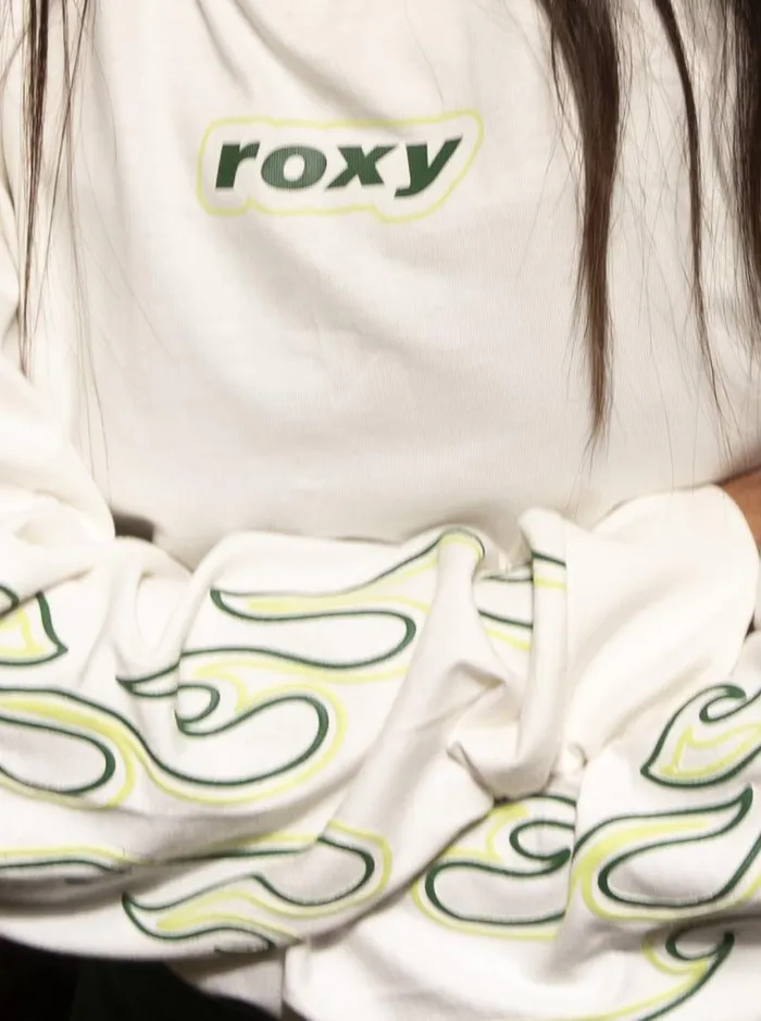 Roxy Tops Kelia Cropped Oversized Long Sleeve TShirt Coconut Milk 8211 Women