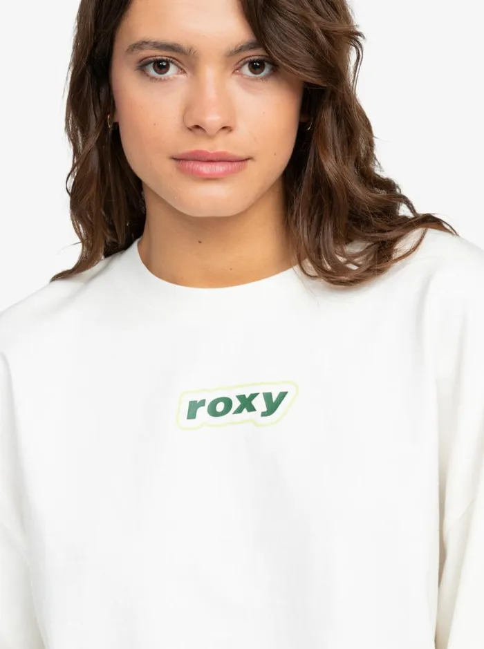 Roxy Tops Kelia Cropped Oversized Long Sleeve TShirt Coconut Milk 8211 Women