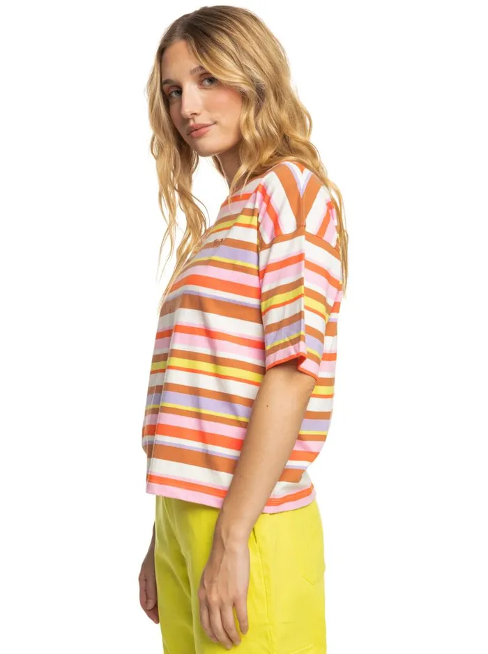 Roxy Tops SurfKindKate TShirt Vermillon Sun Struck Stripe 8211 Women Roxy Tops SurfKindKate TShirt Vermillon Sun Struck Stripe 8211 Women