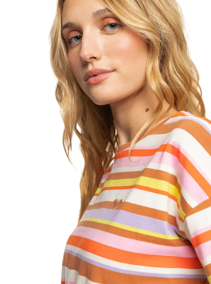 Roxy Tops SurfKindKate TShirt Vermillon Sun Struck Stripe 8211 Women Roxy Tops SurfKindKate TShirt Vermillon Sun Struck Stripe 8211 Women