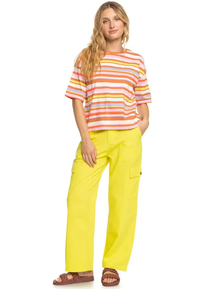 Roxy Tops SurfKindKate TShirt Vermillon Sun Struck Stripe 8211 Women Roxy Tops SurfKindKate TShirt Vermillon Sun Struck Stripe 8211 Women