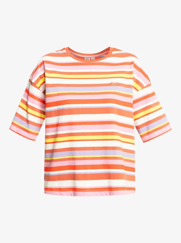 Roxy Tops SurfKindKate TShirt Vermillon Sun Struck Stripe 8211 Women Roxy Tops SurfKindKate TShirt Vermillon Sun Struck Stripe 8211 Women