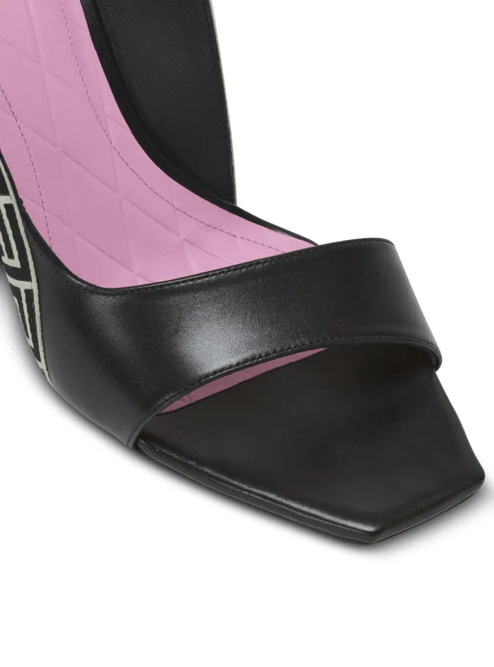 Ruby Sandals In Calfskin And PB Labyrinth Canvas Black Women Balmain High Heels and Pumps