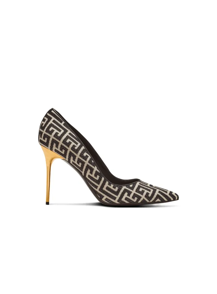 Ruby Stilettos With Jacquard Monogram Black Women Balmain High Heels and Pumps