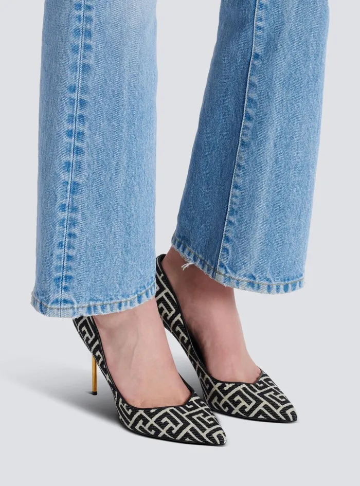Ruby Stilettos With Jacquard Monogram Black Women Balmain High Heels and Pumps