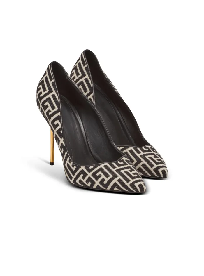 Ruby Stilettos With Jacquard Monogram Black Women Balmain High Heels and Pumps