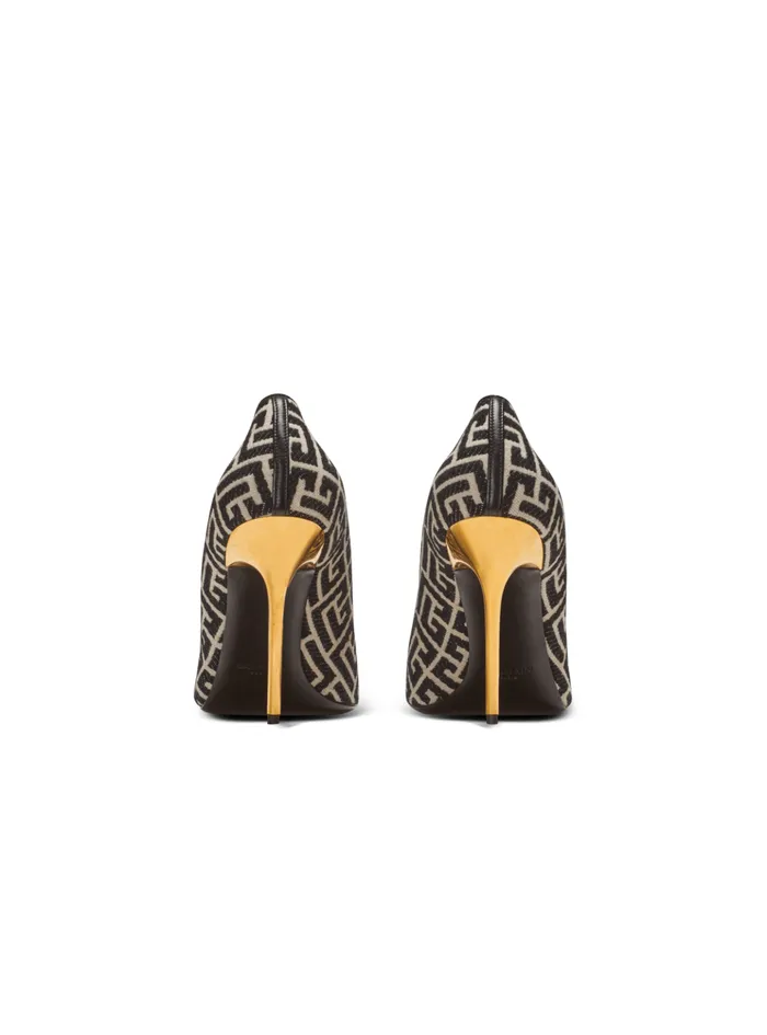 Ruby Stilettos With Jacquard Monogram Black Women Balmain High Heels and Pumps