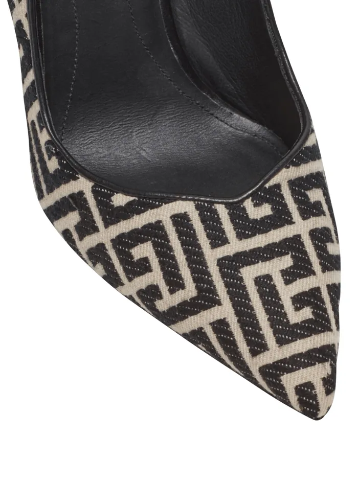 Ruby Stilettos With Jacquard Monogram Black Women Balmain High Heels and Pumps