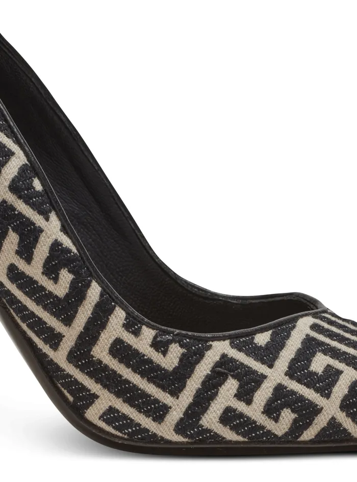 Ruby Stilettos With Jacquard Monogram Black Women Balmain High Heels and Pumps