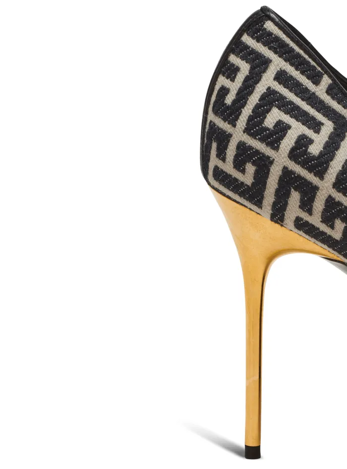 Ruby Stilettos With Jacquard Monogram Black Women Balmain High Heels and Pumps