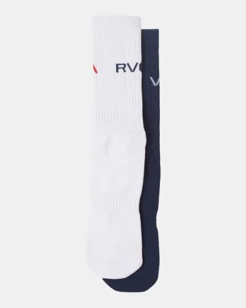Rvca 2 Pack Basic Logo Crew Socks Navy SportMen Other Accessories