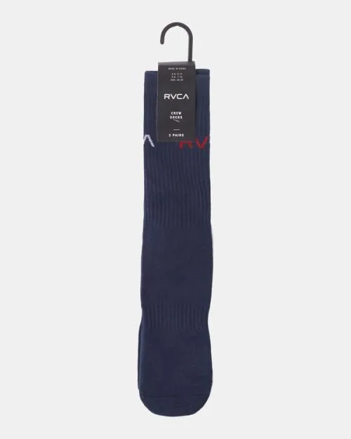 Rvca 2 Pack Basic Logo Crew Socks Navy SportMen Other Accessories