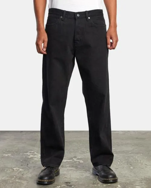 Rvca Americana Relaxed Fit Denim Jeans Black Rinse Men Denim