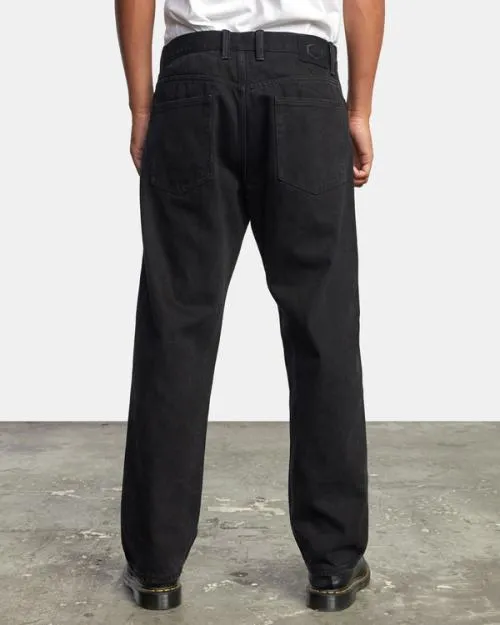 Rvca Americana Relaxed Fit Denim Jeans Black Rinse Men Denim
