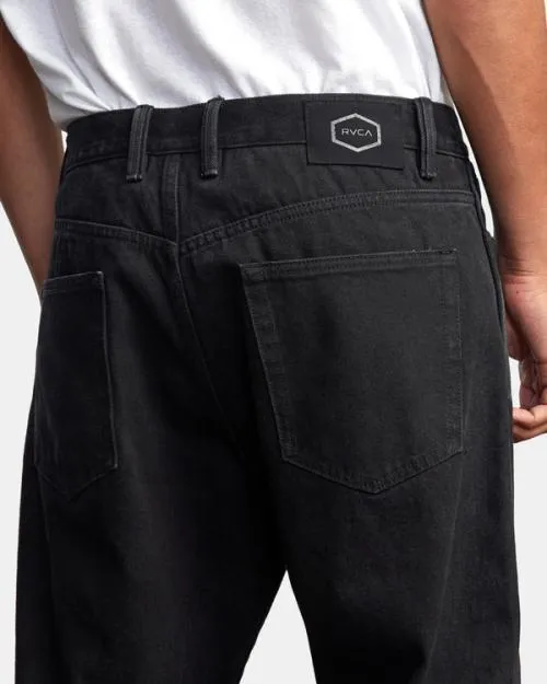 Rvca Americana Relaxed Fit Denim Jeans Black Rinse Men Denim