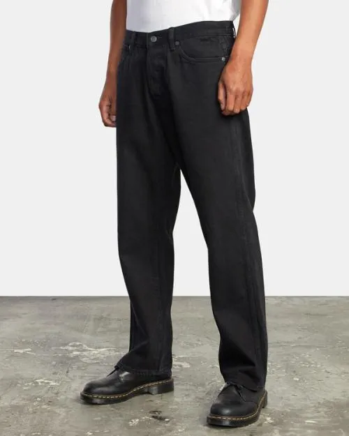 Rvca Americana Relaxed Fit Denim Jeans Black Rinse Men Denim