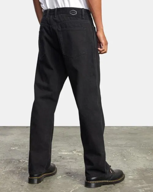 Rvca Americana Relaxed Fit Denim Jeans Black Rinse Men Denim