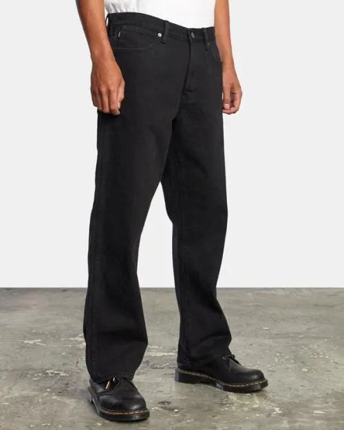 Rvca Americana Relaxed Fit Denim Jeans Black Rinse Men Denim
