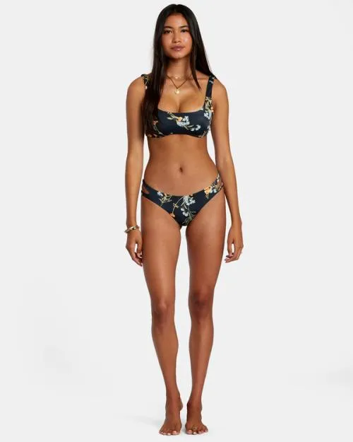 Rvca Bloom Cutout Cheeky Bikini Bottoms Black Women Bikini Bottoms