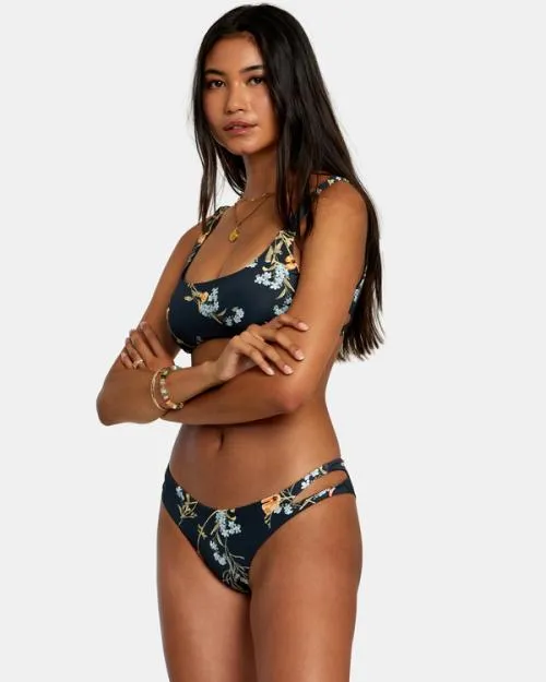 Rvca Bloom Cutout Cheeky Bikini Bottoms Black Women Bikini Bottoms