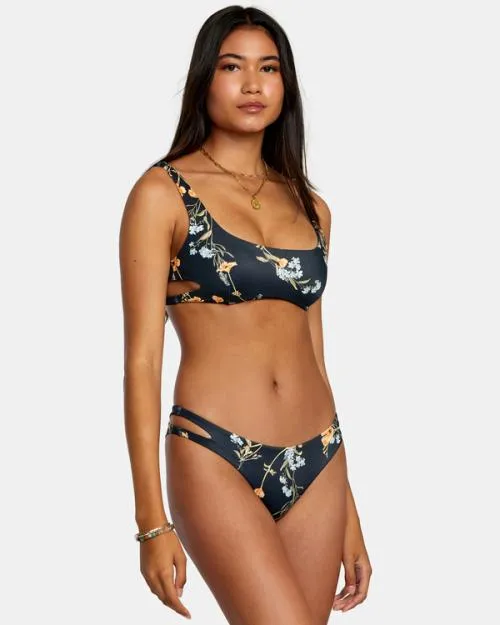 Rvca Bloom Cutout Cheeky Bikini Bottoms Black Women Bikini Bottoms