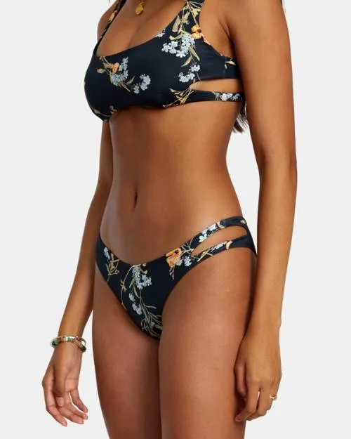 Rvca Bloom Cutout Cheeky Bikini Bottoms Black Women Bikini Bottoms