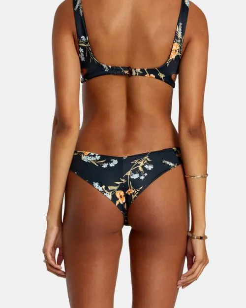 Rvca Bloom Cutout Cheeky Bikini Bottoms Black Women Bikini Bottoms
