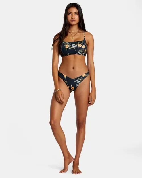 Rvca Bloom Seamed Crossback Bikini Top Black Women Bikini Tops