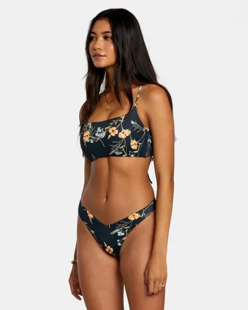 Rvca Bloom Seamed Crossback Bikini Top Black Women Bikini Tops