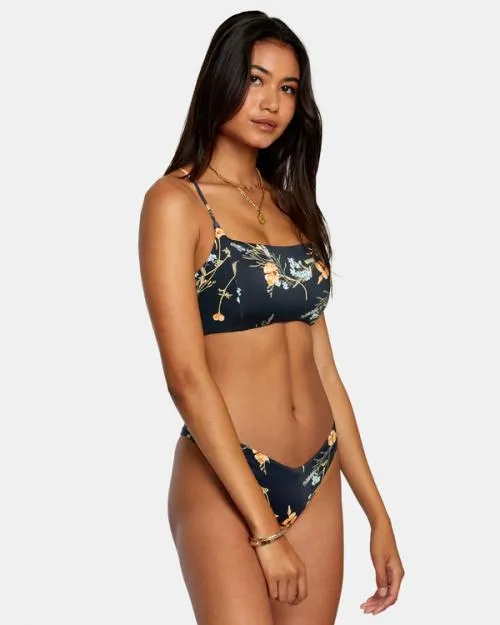 Rvca Bloom Seamed Crossback Bikini Top Black Women Bikini Tops