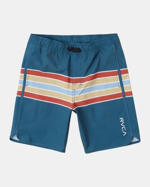 Rvca Boy039s Eastern Elastic Waist Boardshorts 16034 Duck Blue Boys Boardshorts