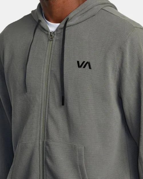 Rvca CAble Waffle Knit ZipUp Hoodie Olive SportMen Tees and Tanks
