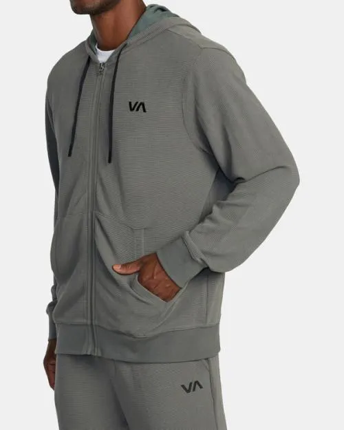 Rvca CAble Waffle Knit ZipUp Hoodie Olive SportMen Tees and Tanks