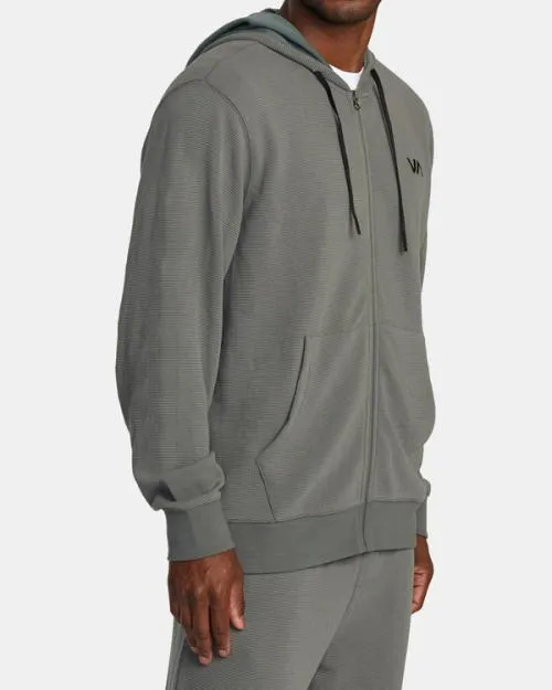 Rvca CAble Waffle Knit ZipUp Hoodie Olive SportMen Tees and Tanks