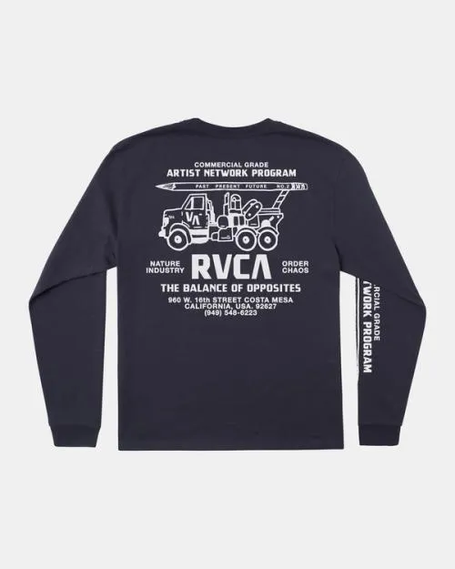 Rvca Commercial Grade Long Sleeve TShirt Garage Blue Men Tees and Tanks