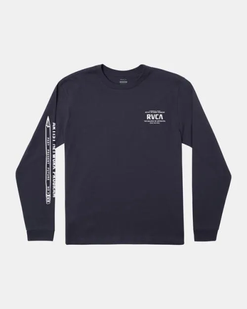 Rvca Commercial Grade Long Sleeve TShirt Garage Blue Men Tees and Tanks