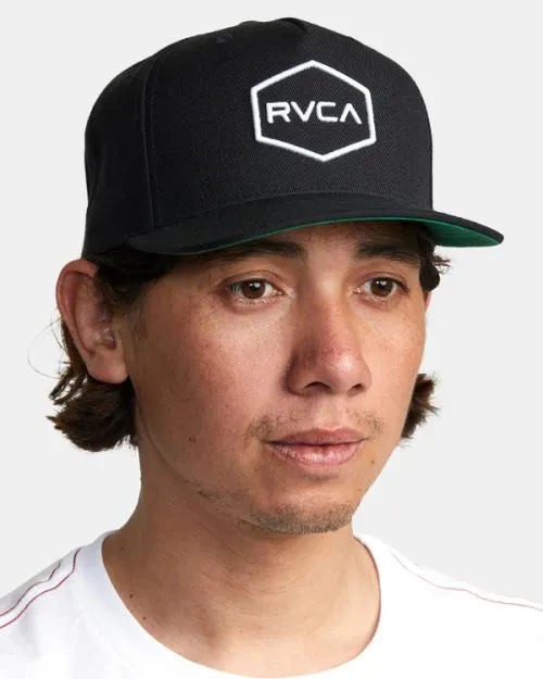 Rvca Commonwealth Snapback Hat Blackwhite Men Hats and Beanies