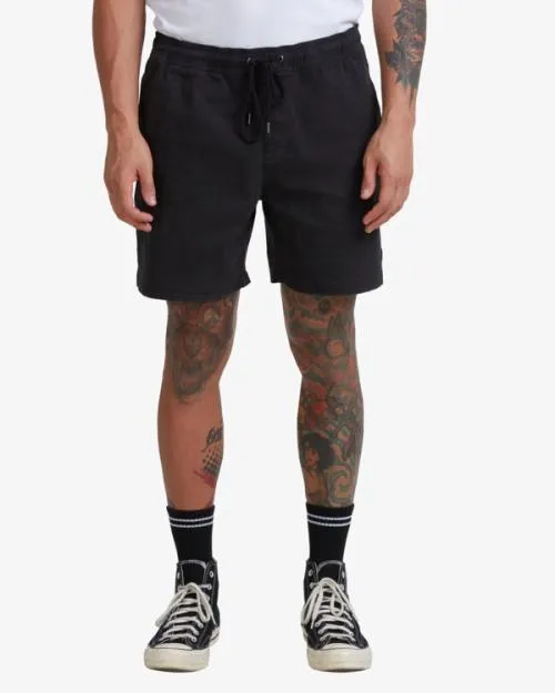 Rvca Escape Elastic Waist Walkshorts 17 Black Men Shorts and Hybrids
