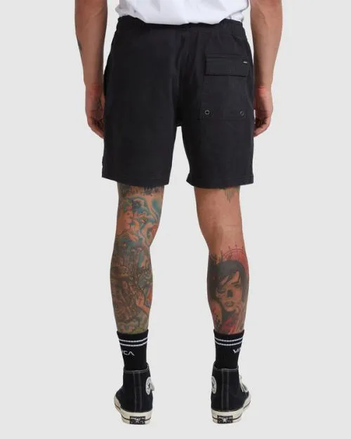 Rvca Escape Elastic Waist Walkshorts 17 Black Men Shorts and Hybrids