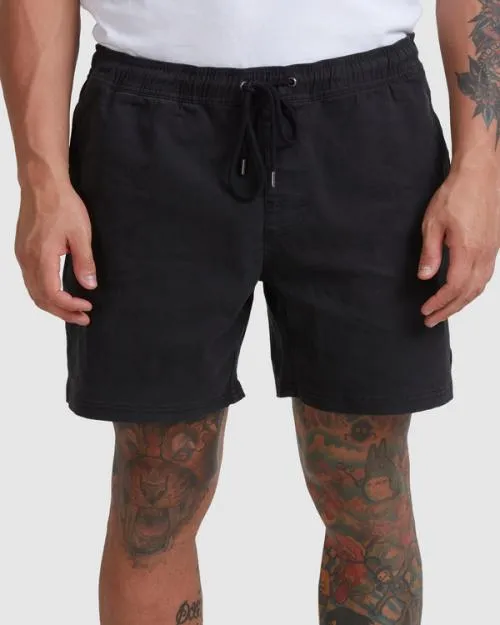 Rvca Escape Elastic Waist Walkshorts 17 Black Men Shorts and Hybrids