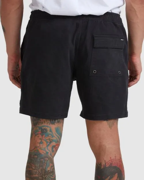 Rvca Escape Elastic Waist Walkshorts 17 Black Men Shorts and Hybrids